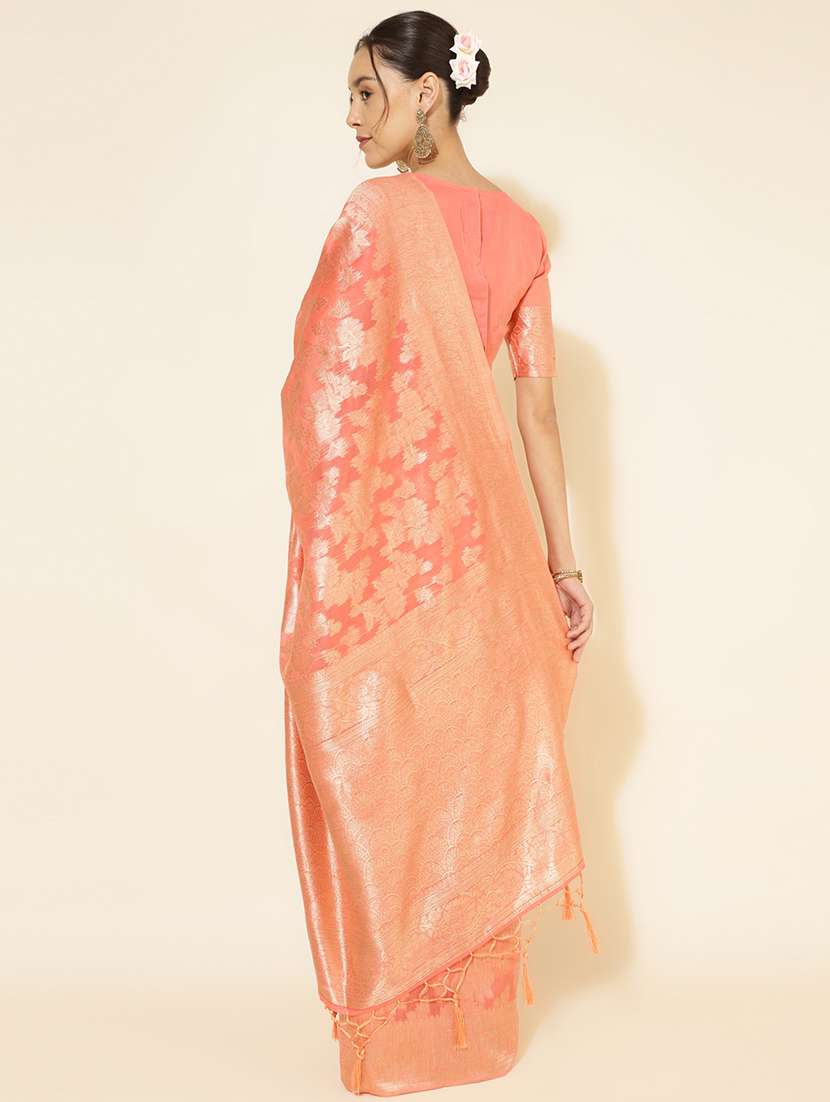 women self design chanderi saree with blouse - 21678644 -  Standard Image - 3