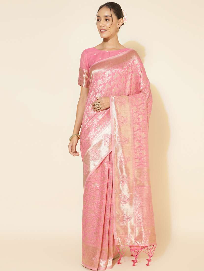 women self design chanderi saree with blouse - 21678646 -  Zoom Image - 0