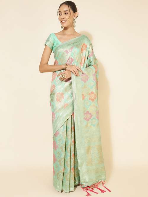women self design chanderi saree with blouse - 21678670 -  Standard Image - 0