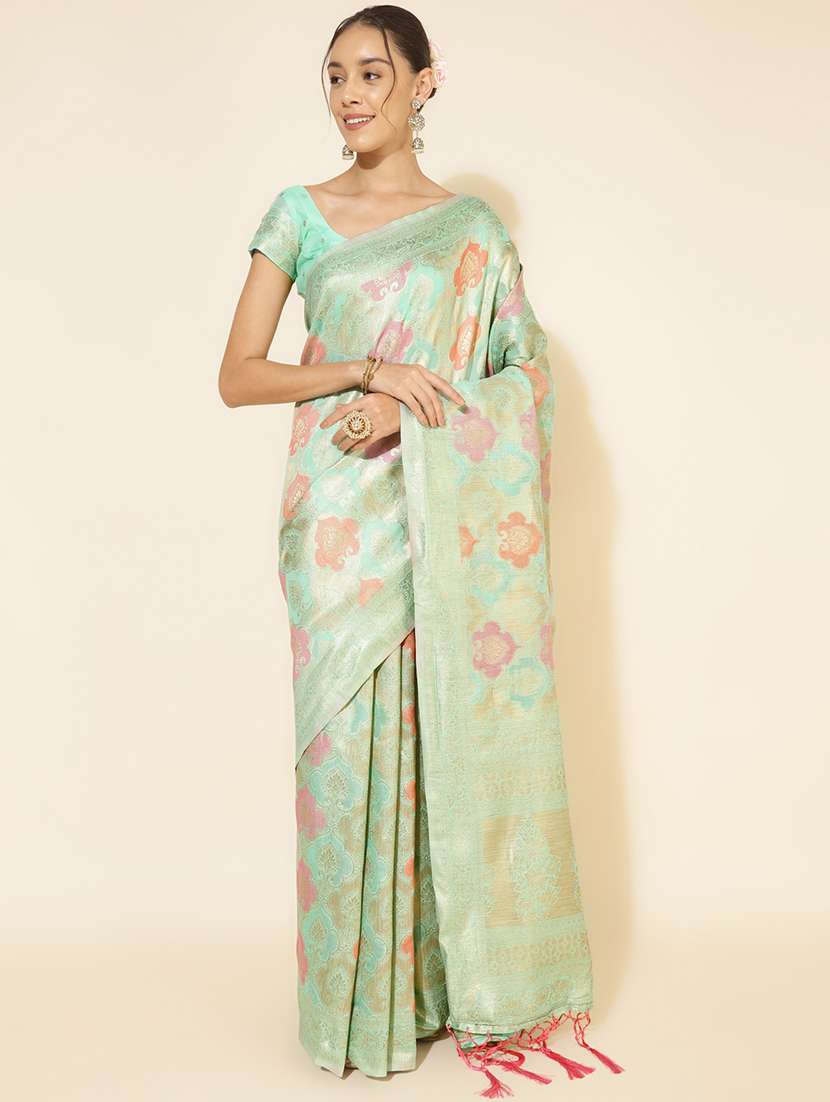 women self design chanderi saree with blouse - 21678670 -  Zoom Image - 0