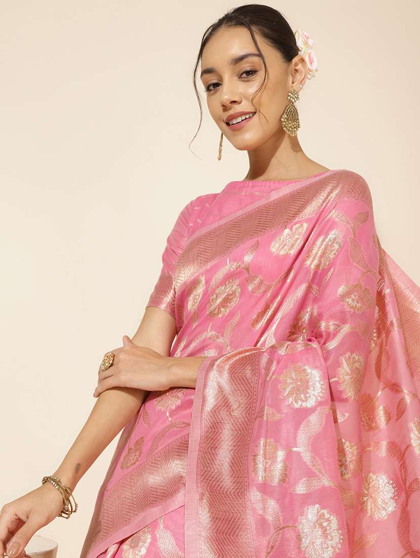 women self design chanderi saree with blouse - 21678672 - Standard Image - 5