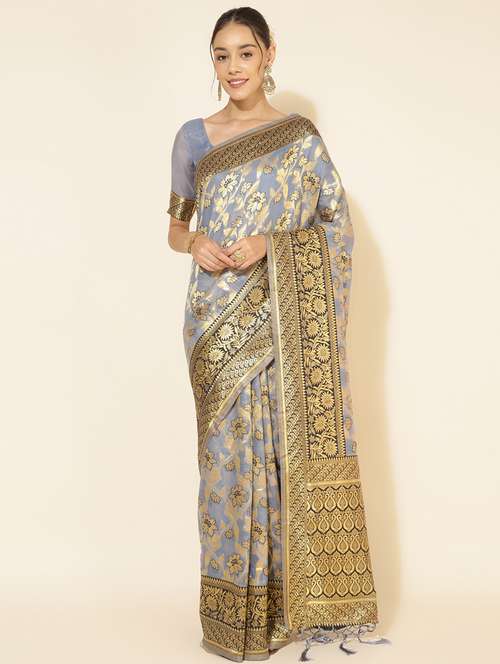 women self design chanderi saree with blouse - 21678676 -  Standard Image - 0