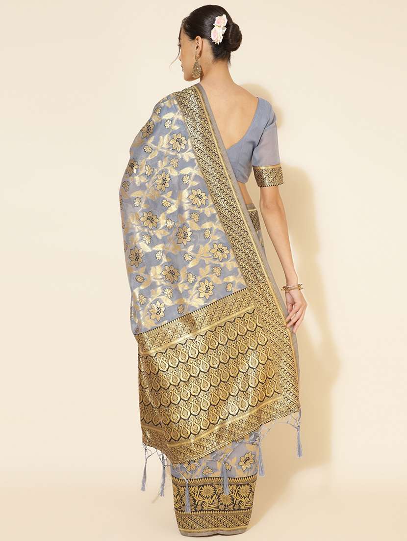 women self design chanderi saree with blouse - 21678676 - Standard Image - 3