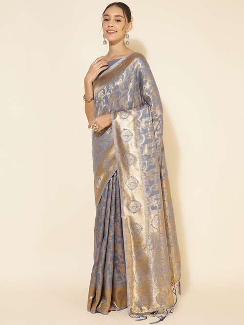 women self design chanderi saree with blouse - 21678677 -  Standard Image - 0