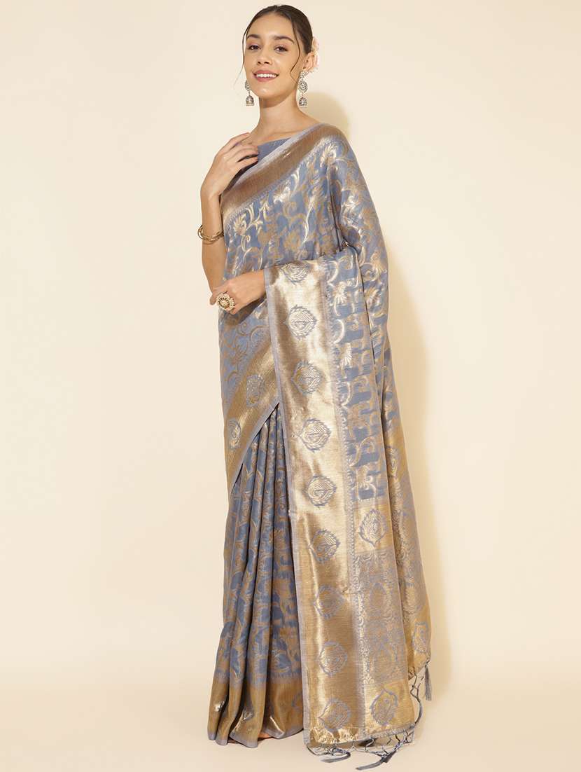 women self design chanderi saree with blouse - 21678677 -  Zoom Image - 0