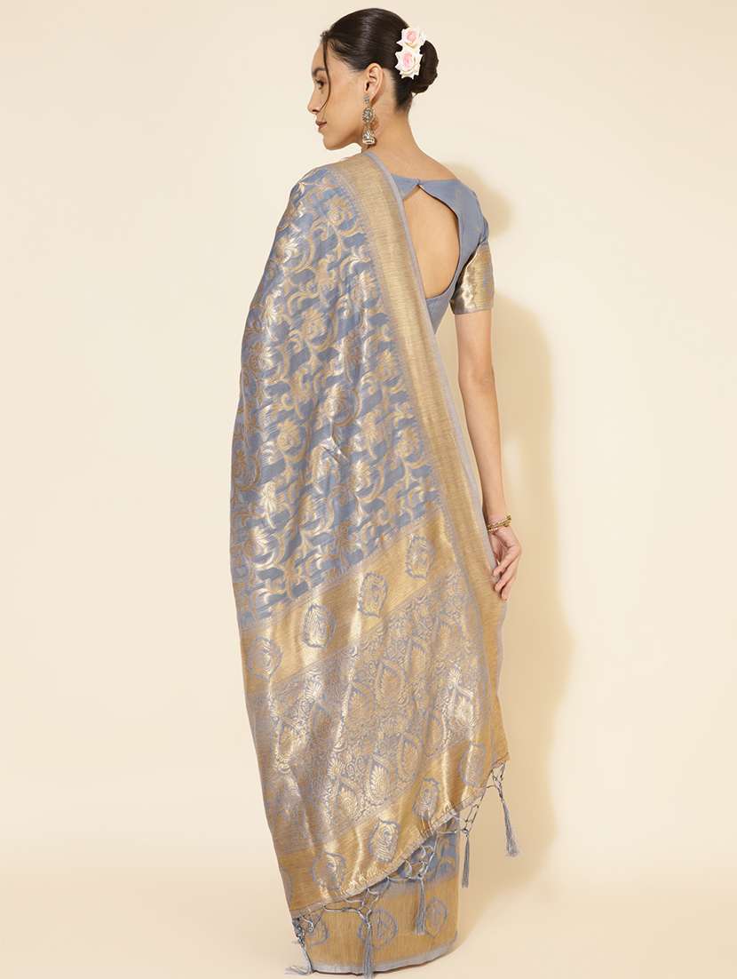 women self design chanderi saree with blouse - 21678677 -  Standard Image - 3