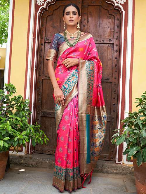 women self design patola saree with blouse - 21678719 - Standard Image - 0
