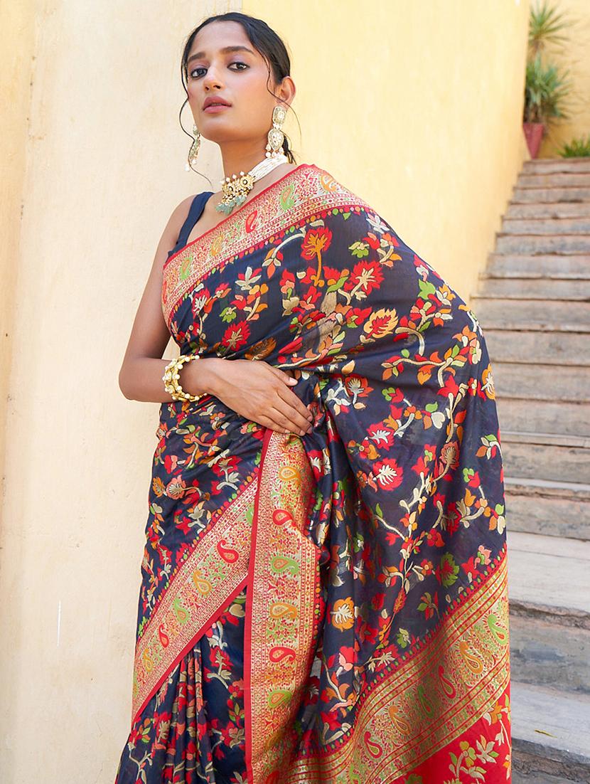 women self design chanderi saree with blouse - 21678725 - Standard Image - 5