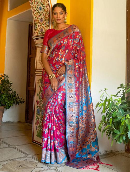women self design chanderi saree with blouse - 21678726 -  Standard Image - 0