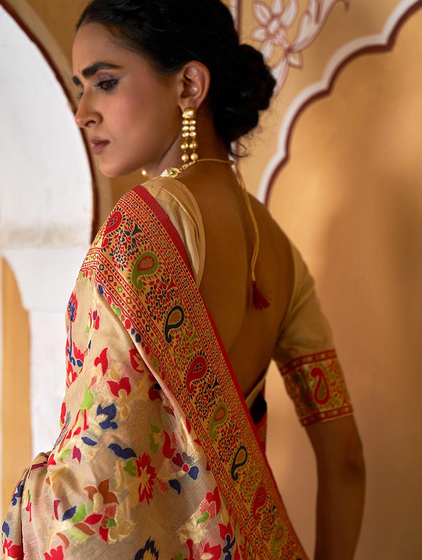women self design chanderi saree with blouse - 21678727 - Standard Image - 3