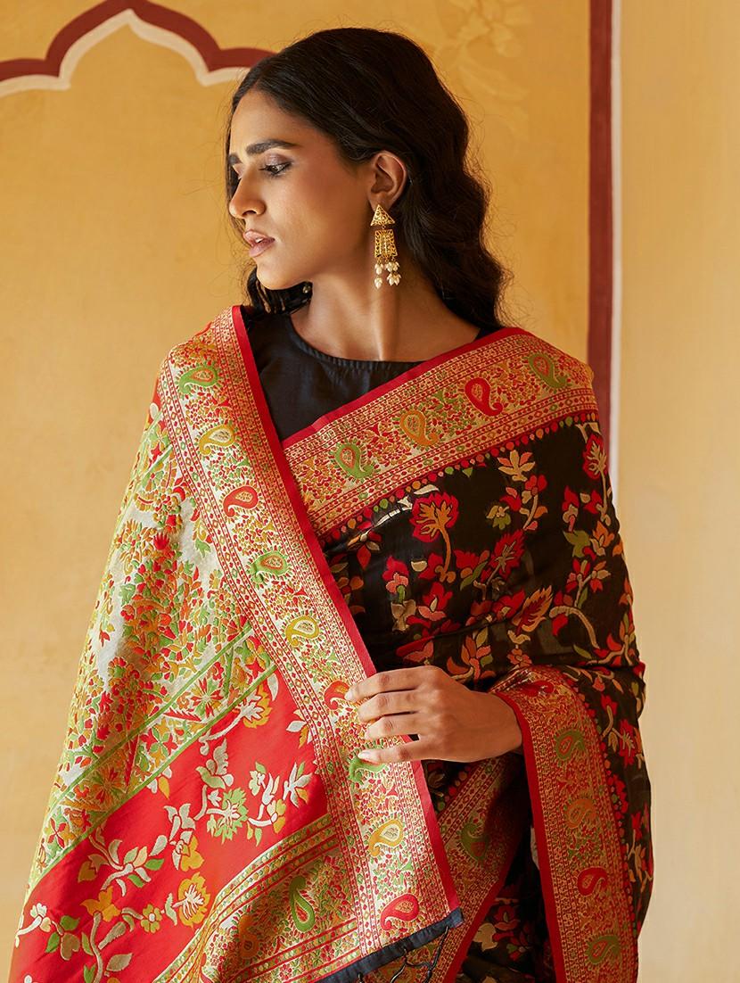 women self design chanderi saree with blouse - 21678729 - Standard Image - 3