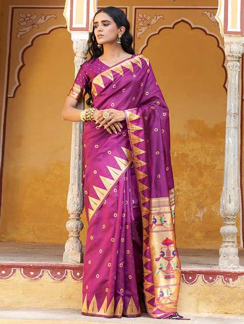 women self design paithani saree with blouse - 21678738 -  Standard Image - 0