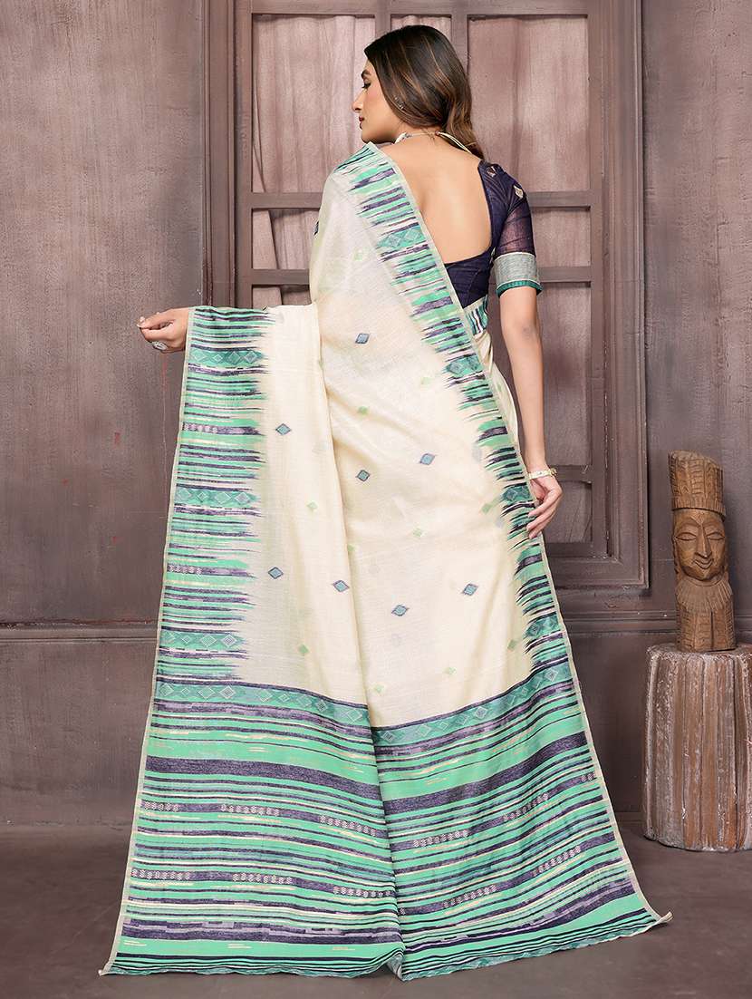 women self design handloom saree with blouse - 21678769 -  Standard Image - 3