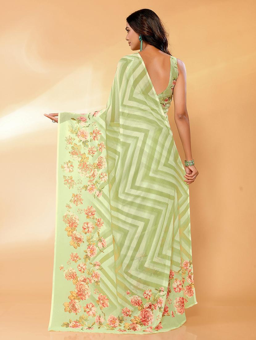 women green floral printed saree with blouse - 21678830 - Standard Image - 3