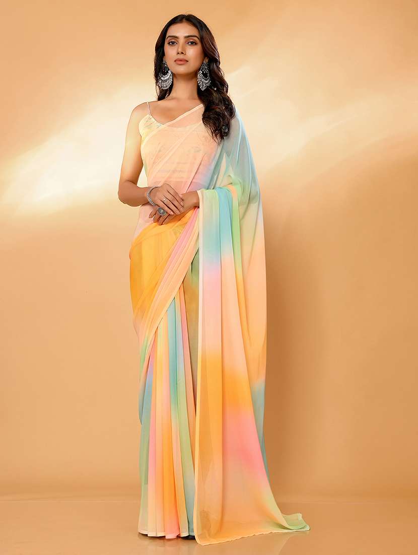 women tie & dye printed saree with blouse