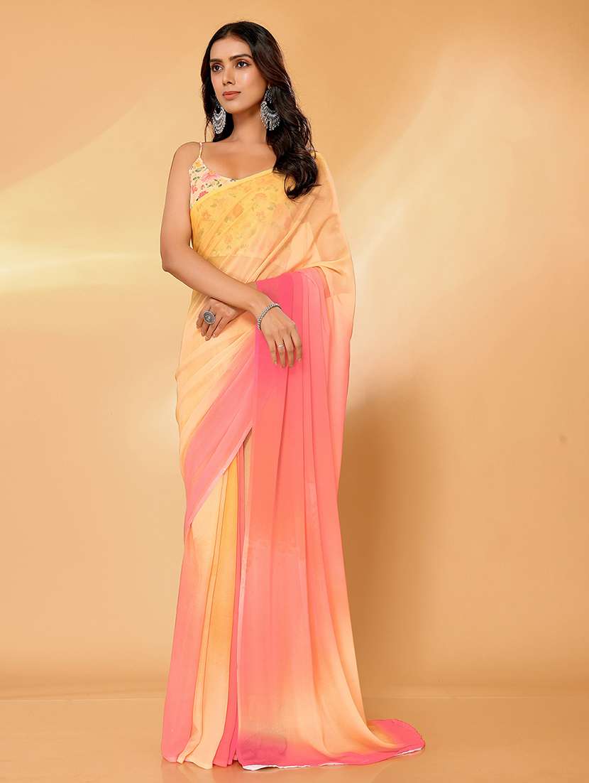 women ombre printed saree with blouse