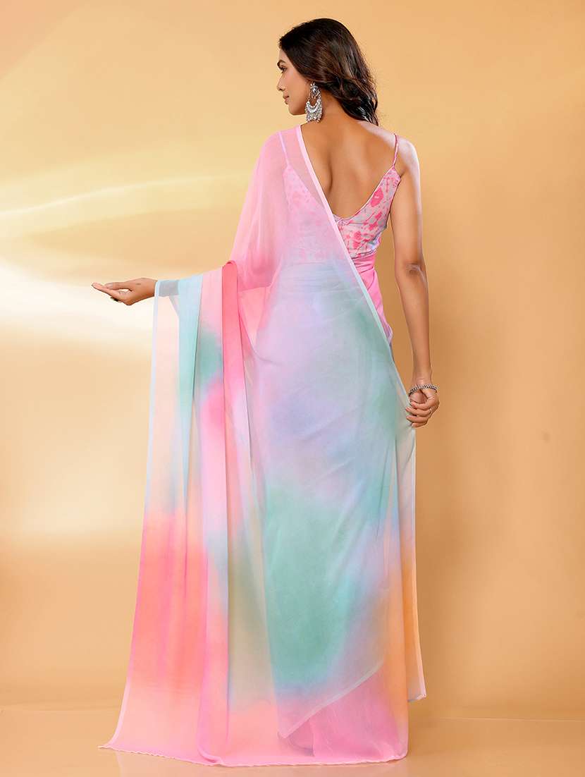 women tie & dye printed saree with blouse - 21678834 -  Standard Image - 3
