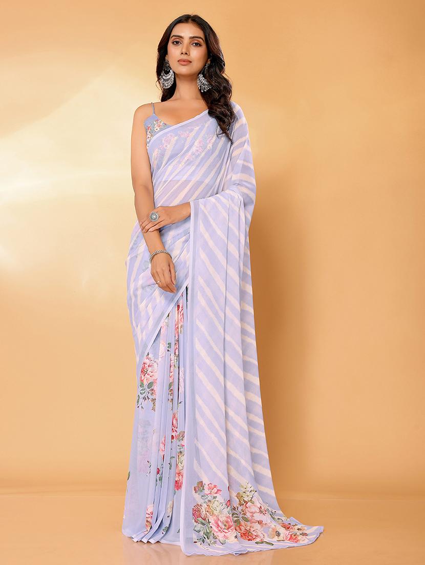 women lavender printed saree with blouse - 21678836 - Zoom Image - 0