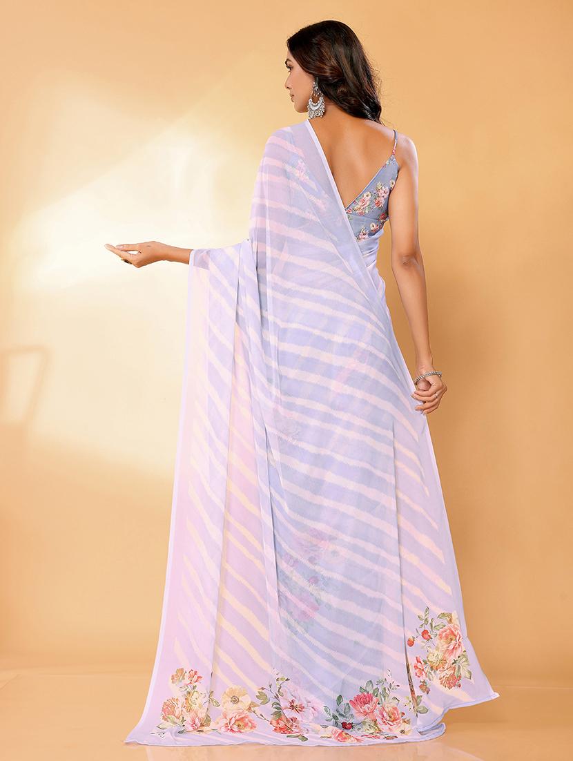 women lavender printed saree with blouse - 21678836 - Standard Image - 3