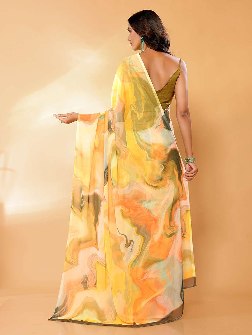 women tie & dye printed saree with blouse - 21678840 -  Standard Image - 3