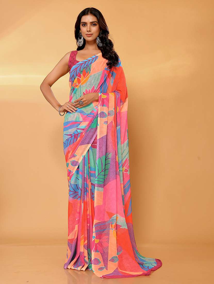 women printed saree with blouse