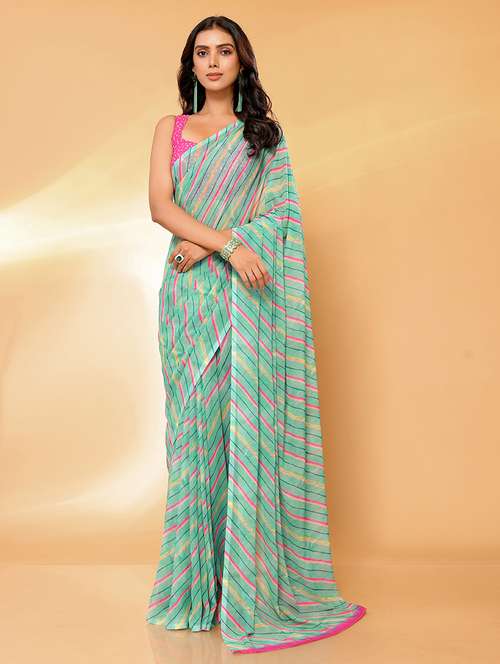 women lehriya printed saree with blouse - 21678843 -  Standard Image - 0