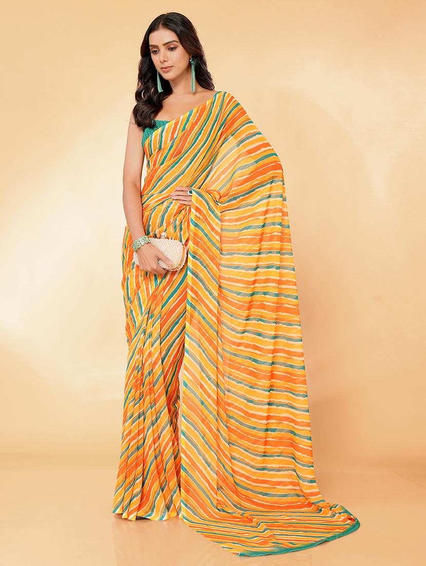 women orange leheriya saree with blouse - 21678844 - Standard Image - 3