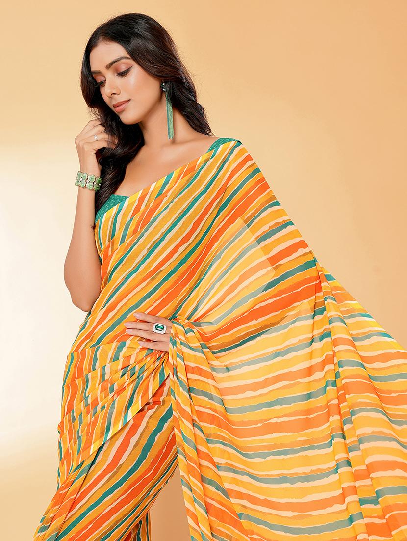 women orange leheriya saree with blouse - 21678844 - Standard Image - 5