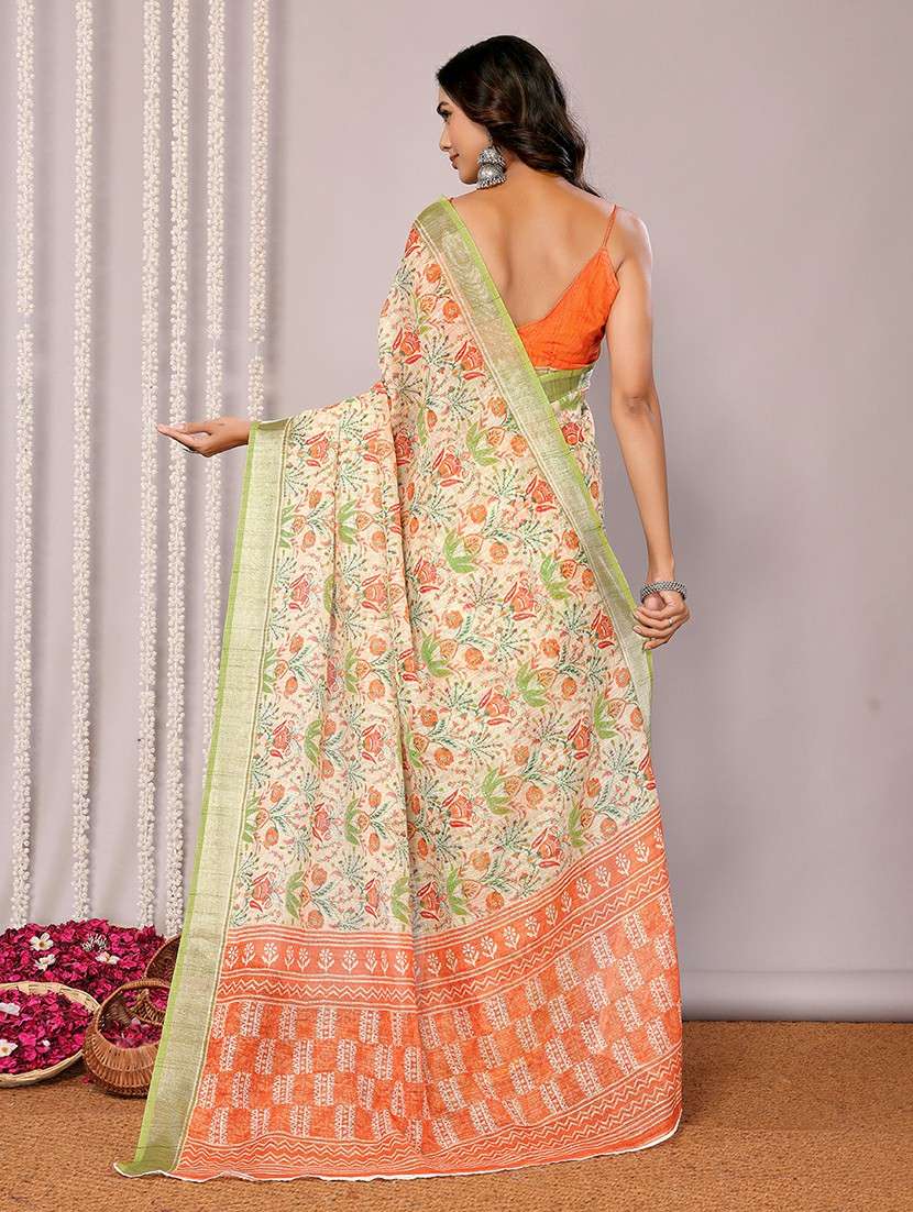 women neo mint printed saree with blouse - 21678881 - Standard Image - 3