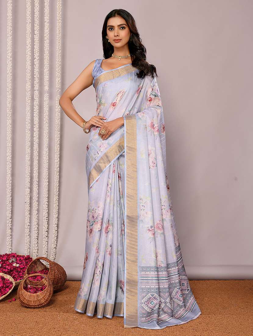 women floral printed saree with blouse - 21678887 -  Zoom Image - 0