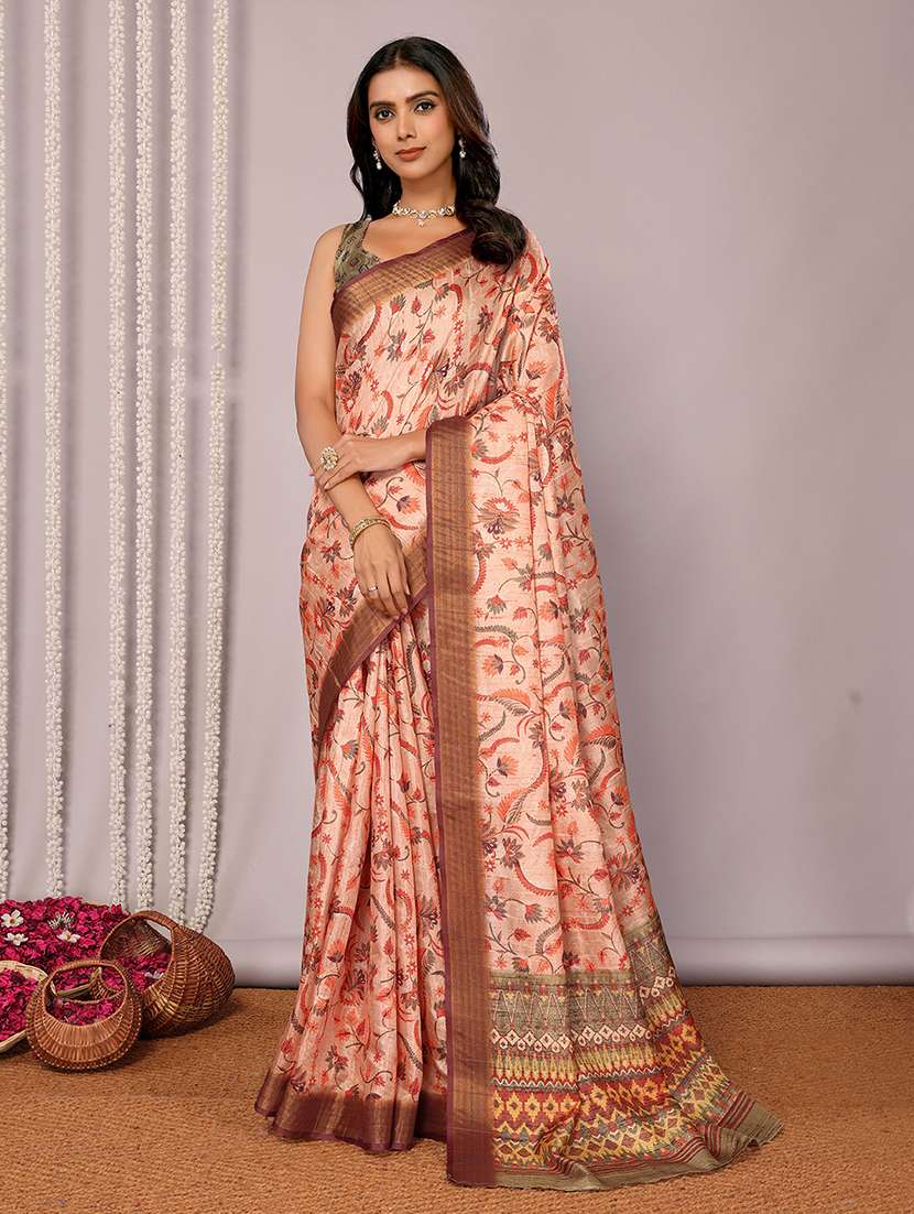 women floral printed saree with blouse - 21678893 -  Zoom Image - 0