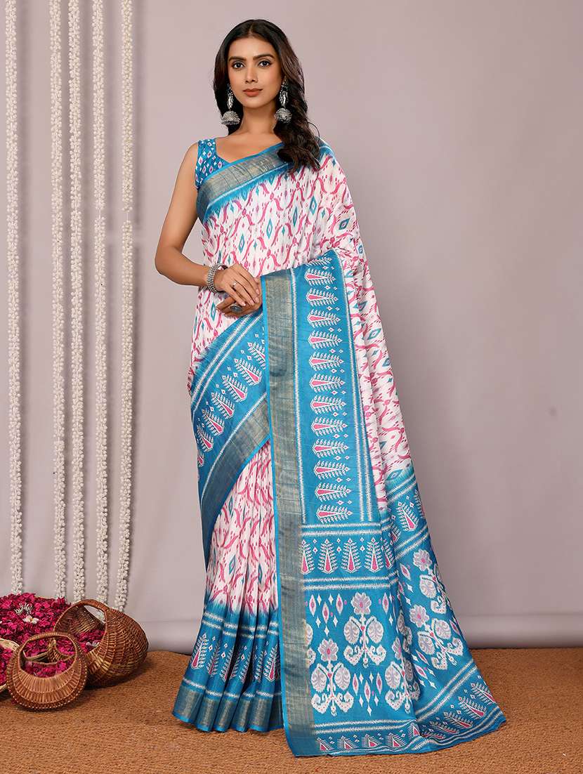 women ikat printed saree with blouse