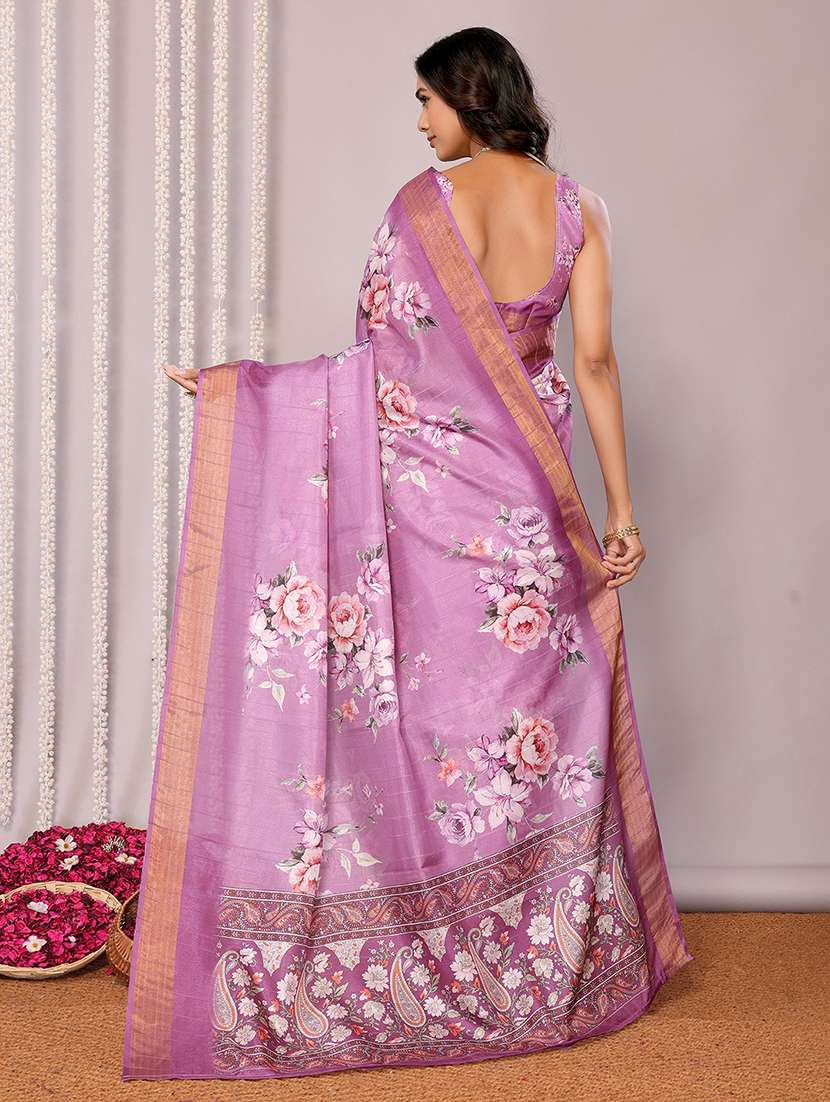 women floral printed saree with blouse - 21678899 -  Standard Image - 3