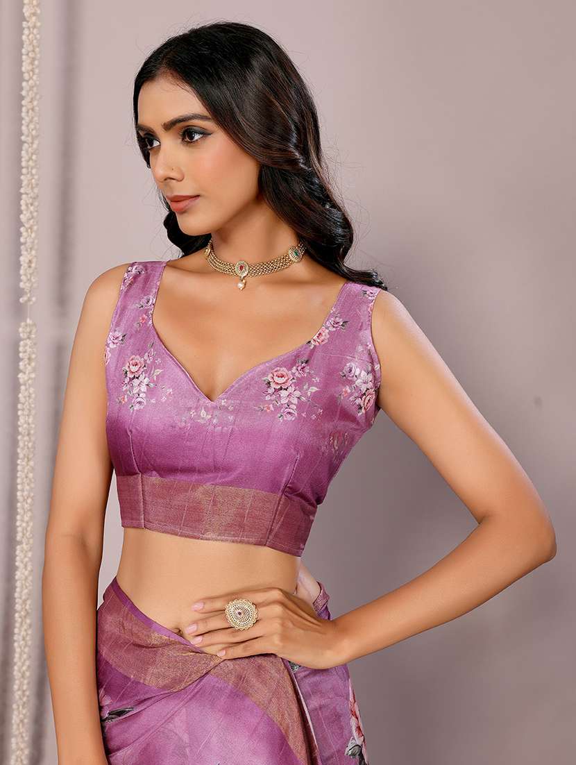 women floral printed saree with blouse - 21678899 -  Standard Image - 5