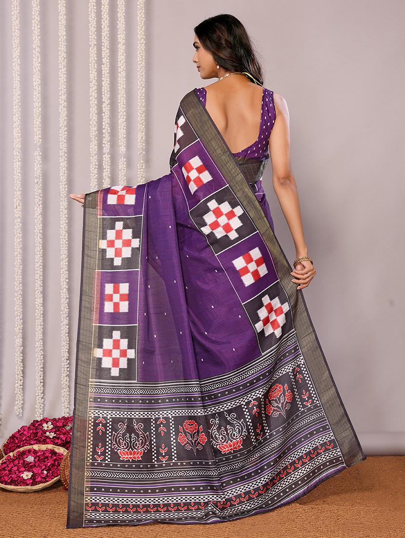 women geometric printed saree with blouse - 21678901 - Standard Image - 3