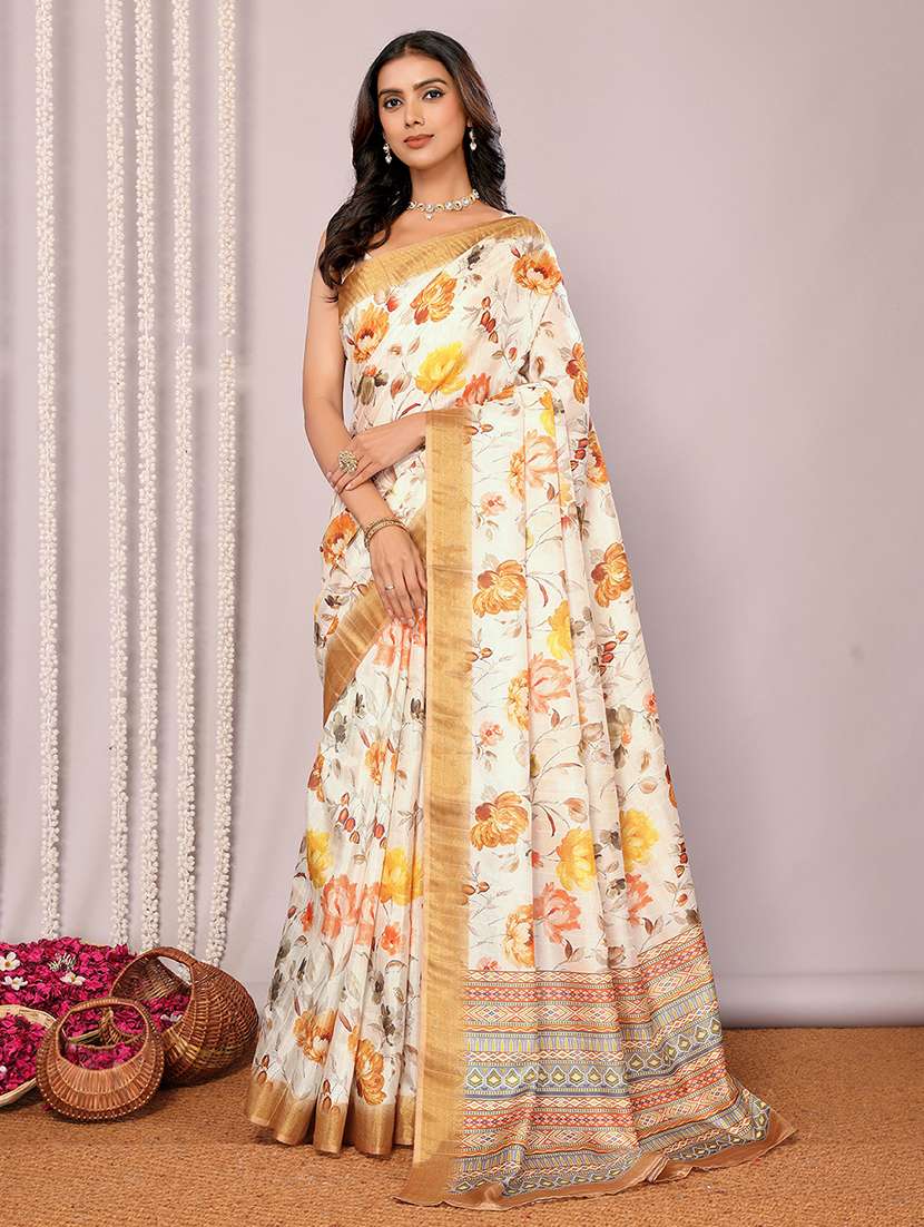 women floral printed saree with blouse - 21678902 - Zoom Image - 0