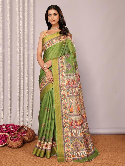 women madhubani printed saree with blouse - 21678909 - Standard Image - 0
