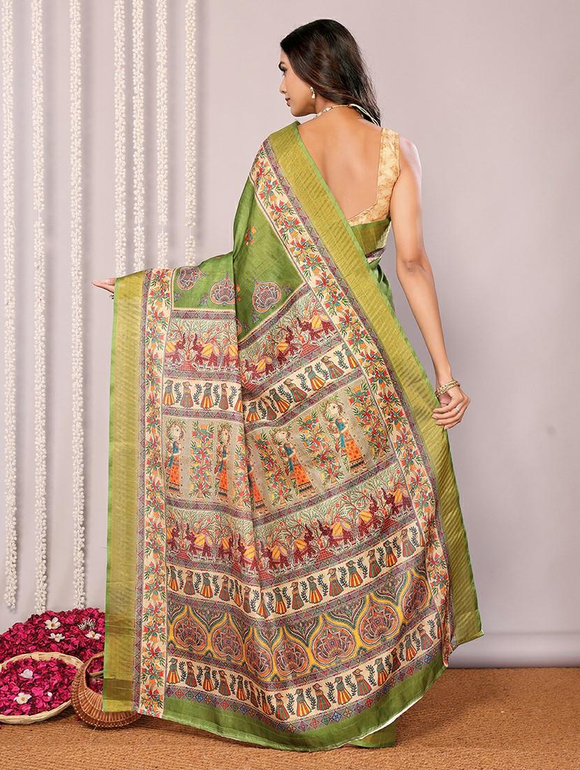 women madhubani printed saree with blouse - 21678909 - Standard Image - 3