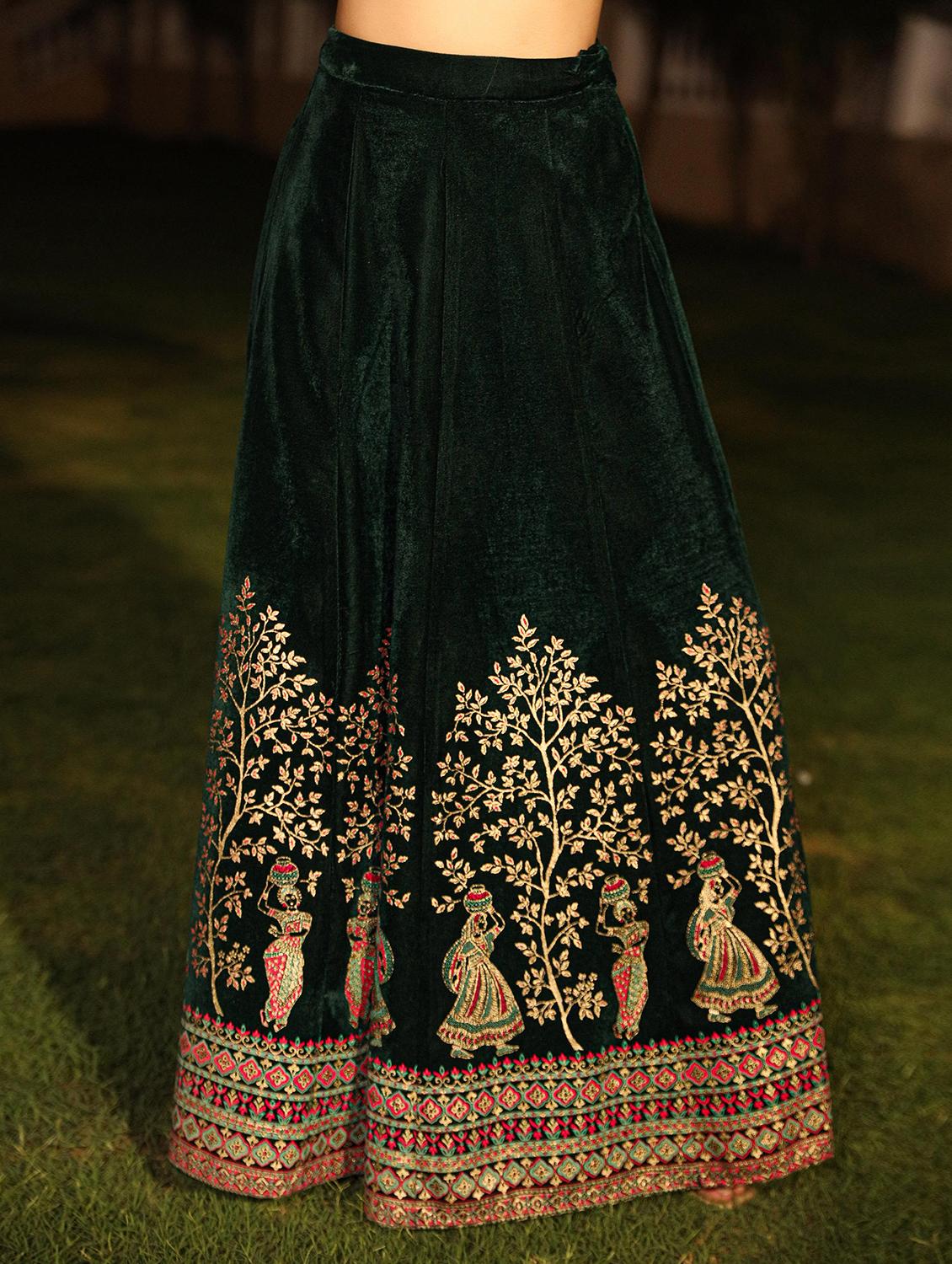 women green embroidered skirt top set - 21679145 - Standard Image - 5