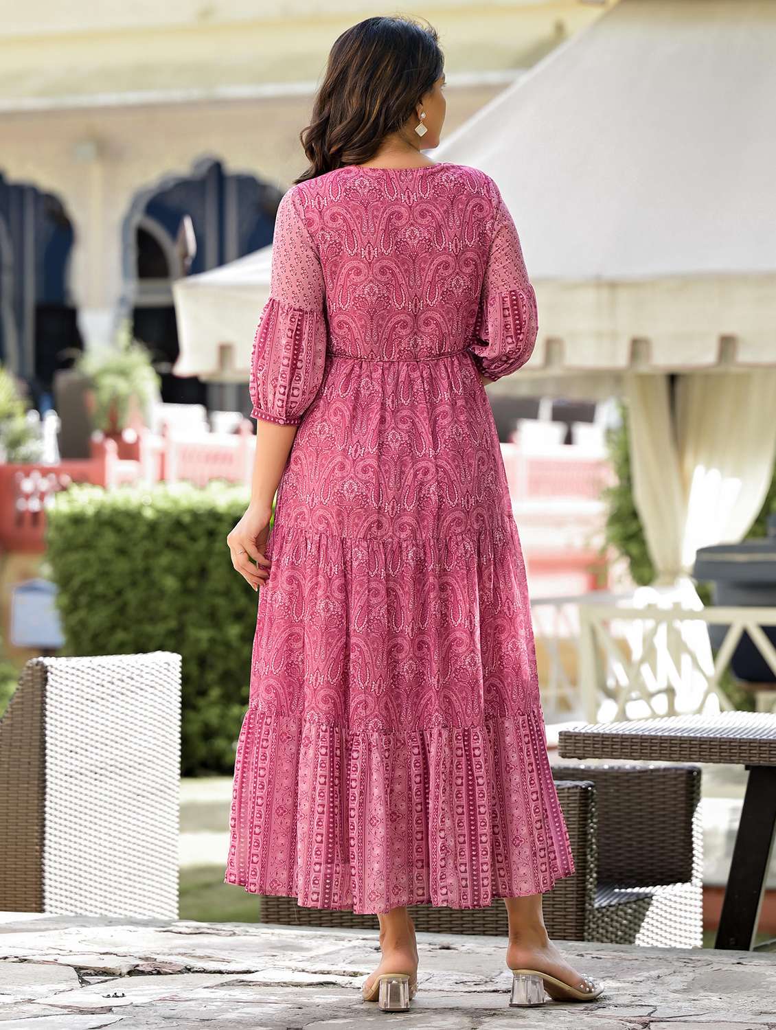 women paisley printed tiered ethnic dress - 21679160 - Standard Image - 3