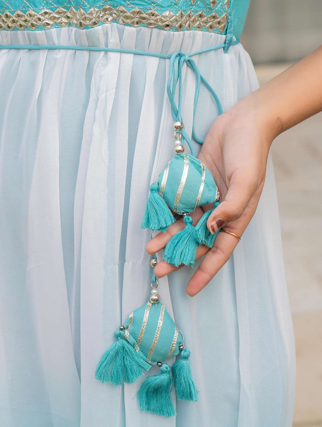 women light blue ombre round neck fit & flare dress - 21679181 - Standard Image - 5