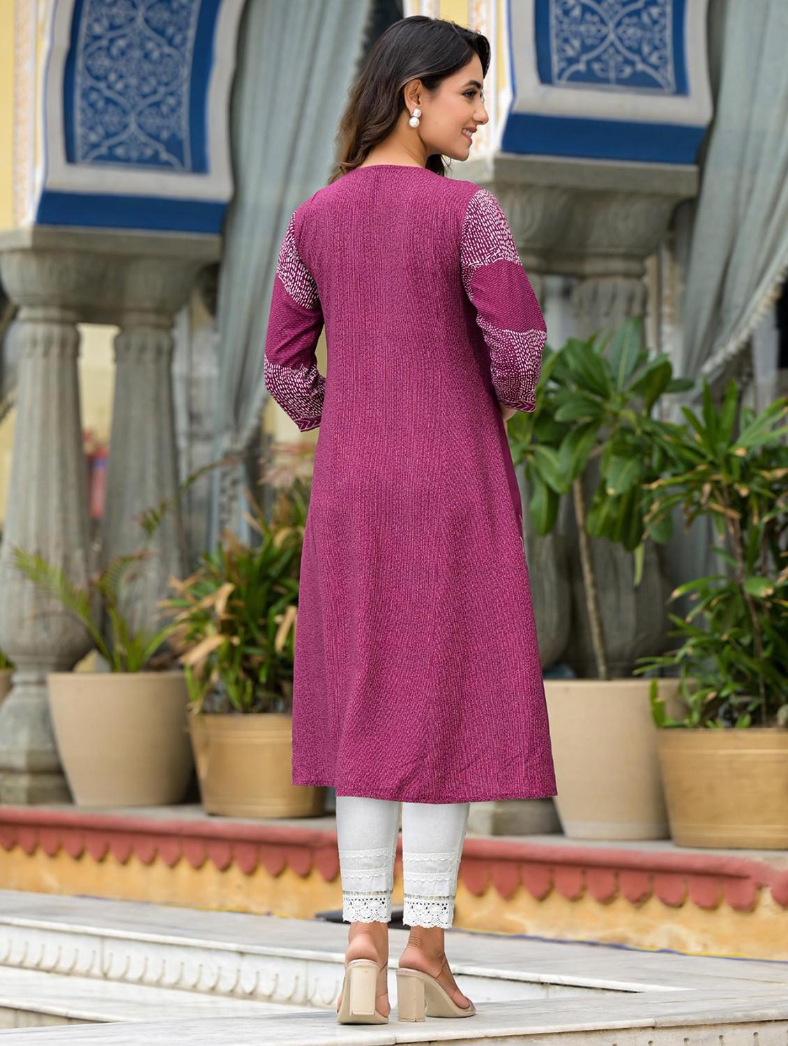 women printed round neck a-line kurta - 21679202 - Standard Image - 3
