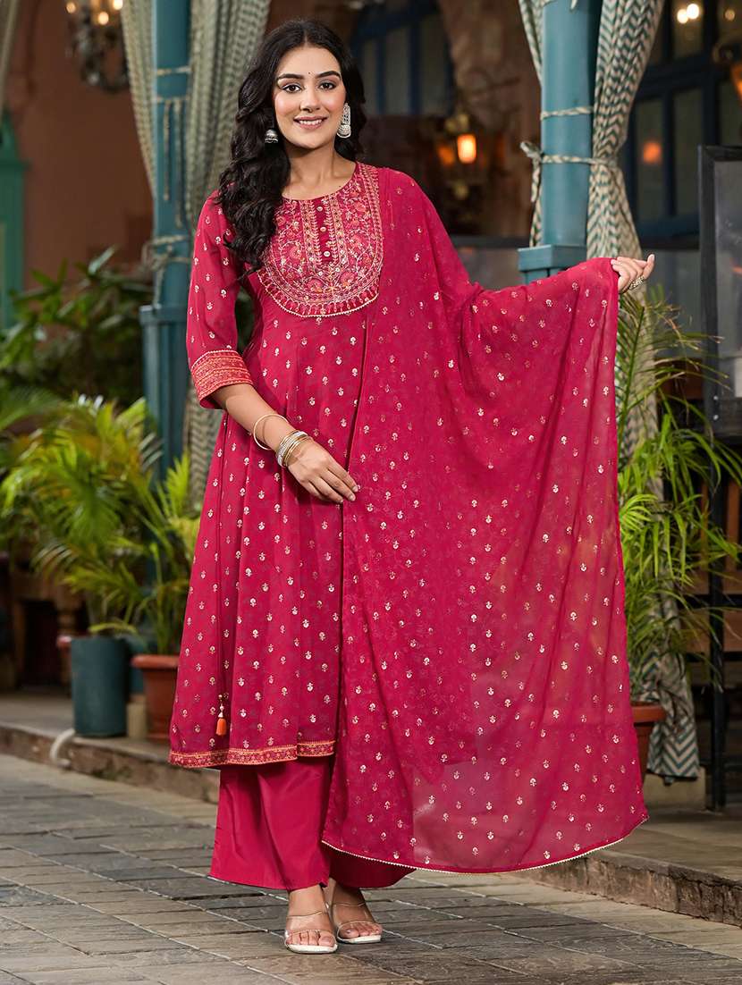 women embroidered kurta palazzo set with dupatta - 21679258 -  Zoom Image - 0
