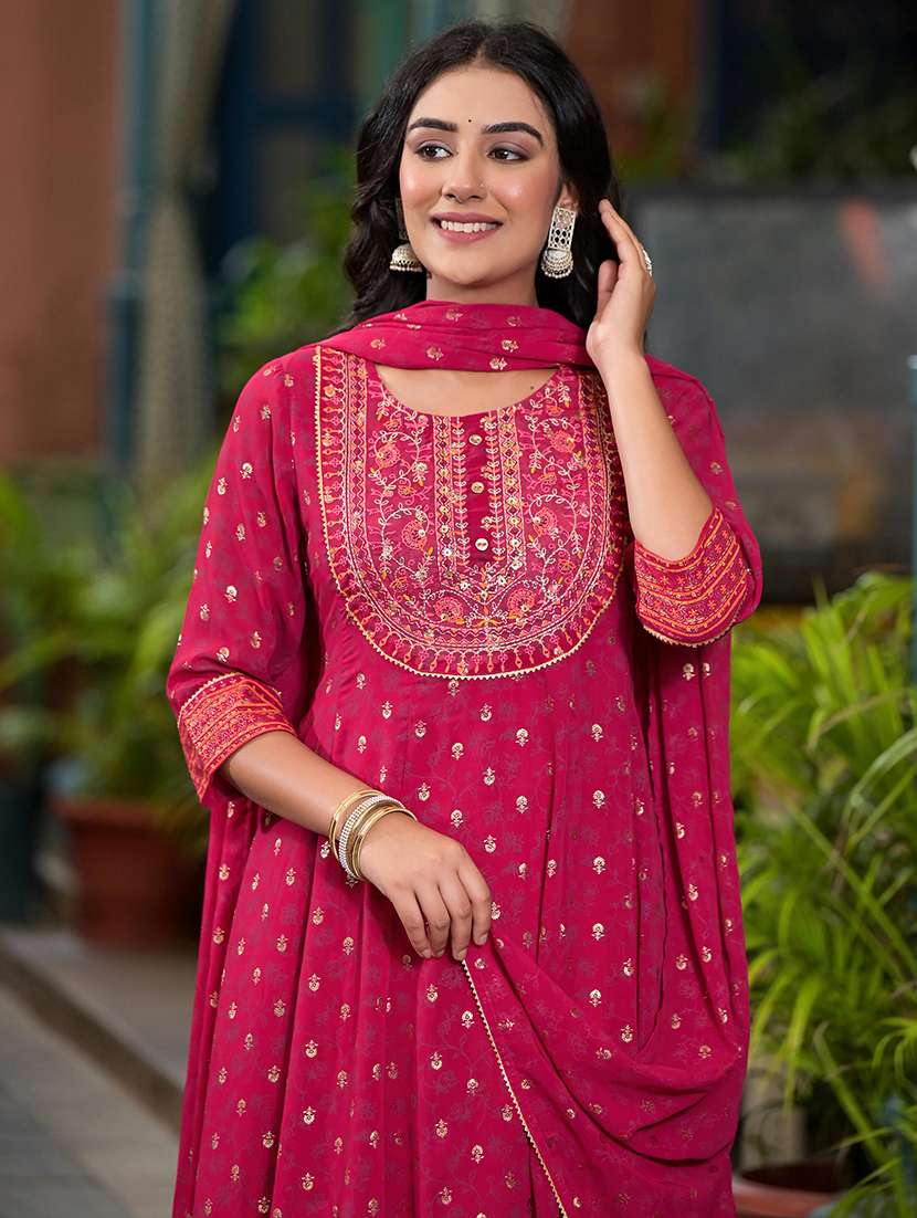 women embroidered kurta palazzo set with dupatta - 21679258 -  Standard Image - 5