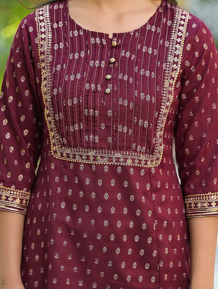 women hand block printed round neck straight kurti - 21679312 -  Standard Image - 5