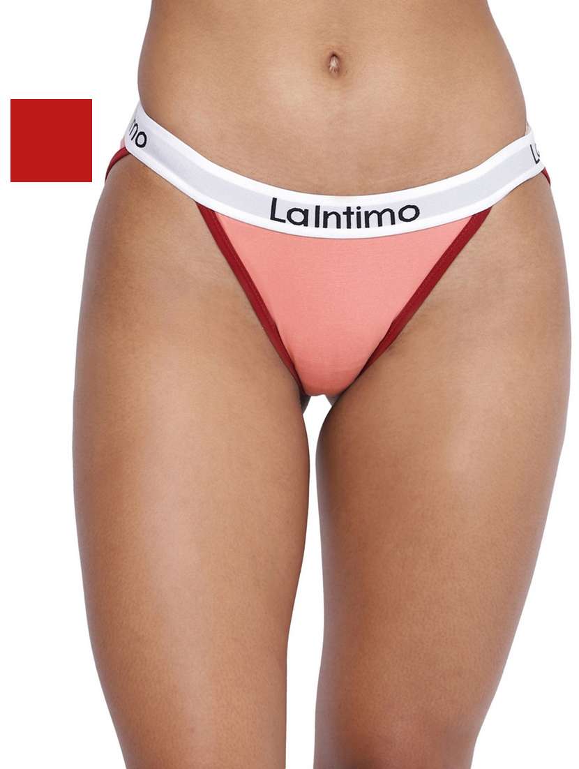 women solid low rise thong combo