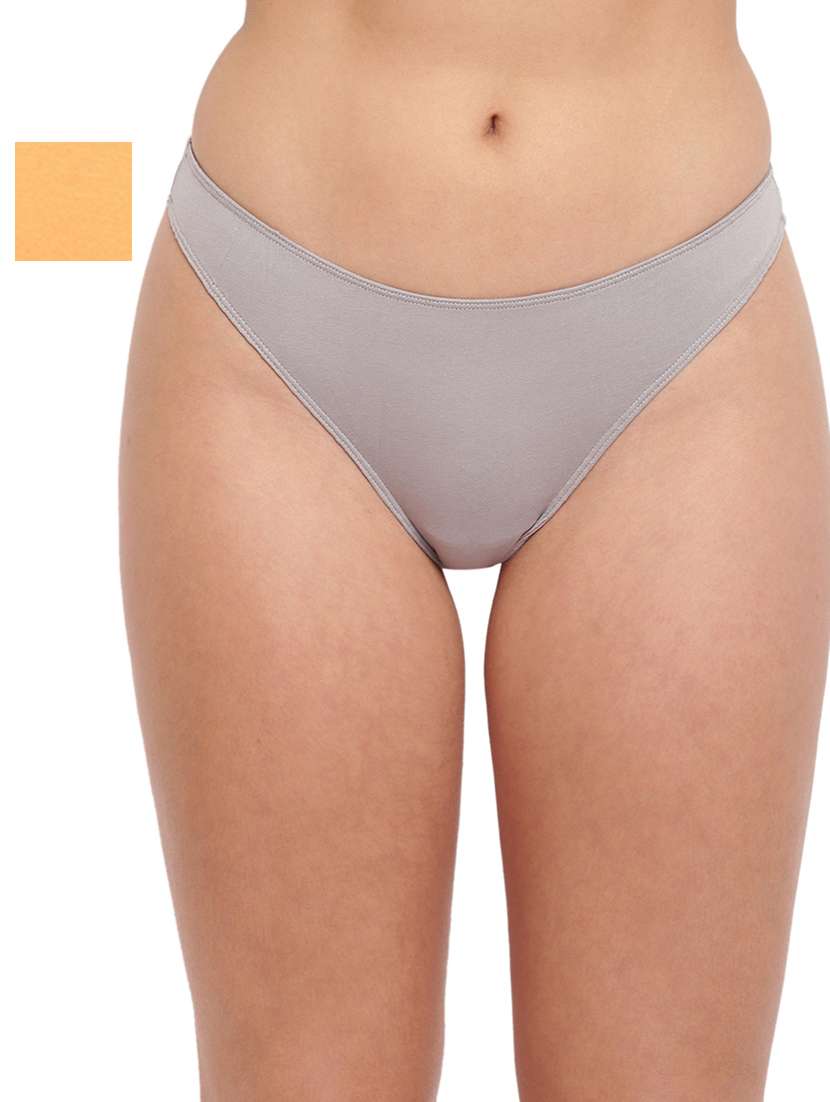 women solid low rise thong panty combo