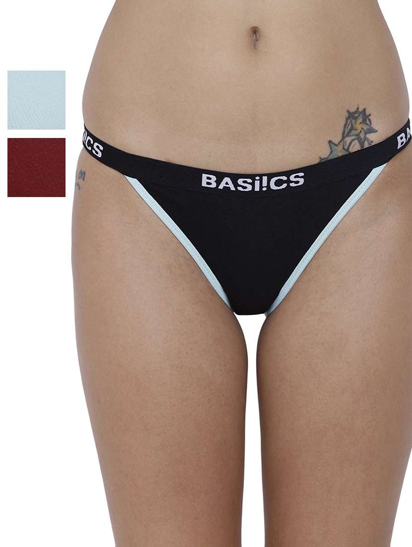 women solid low rise panty combo