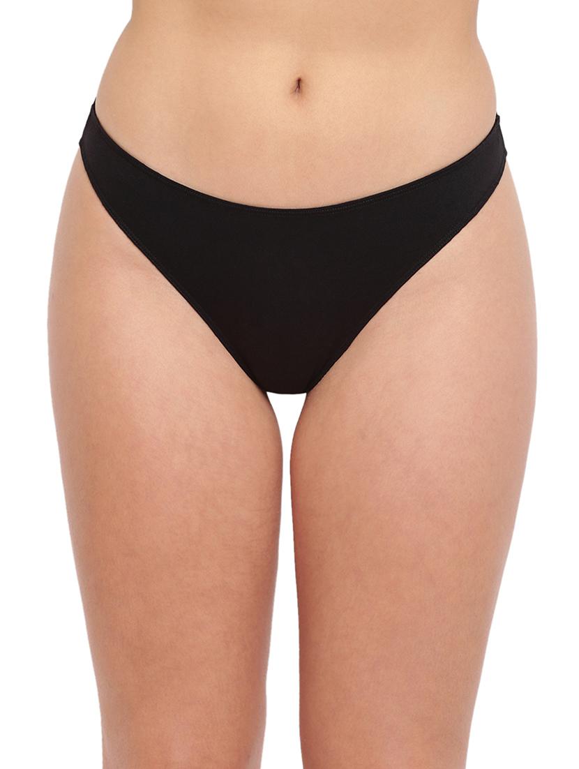 black cotton blend thongs panty - 21679437 -  Zoom Image - 0