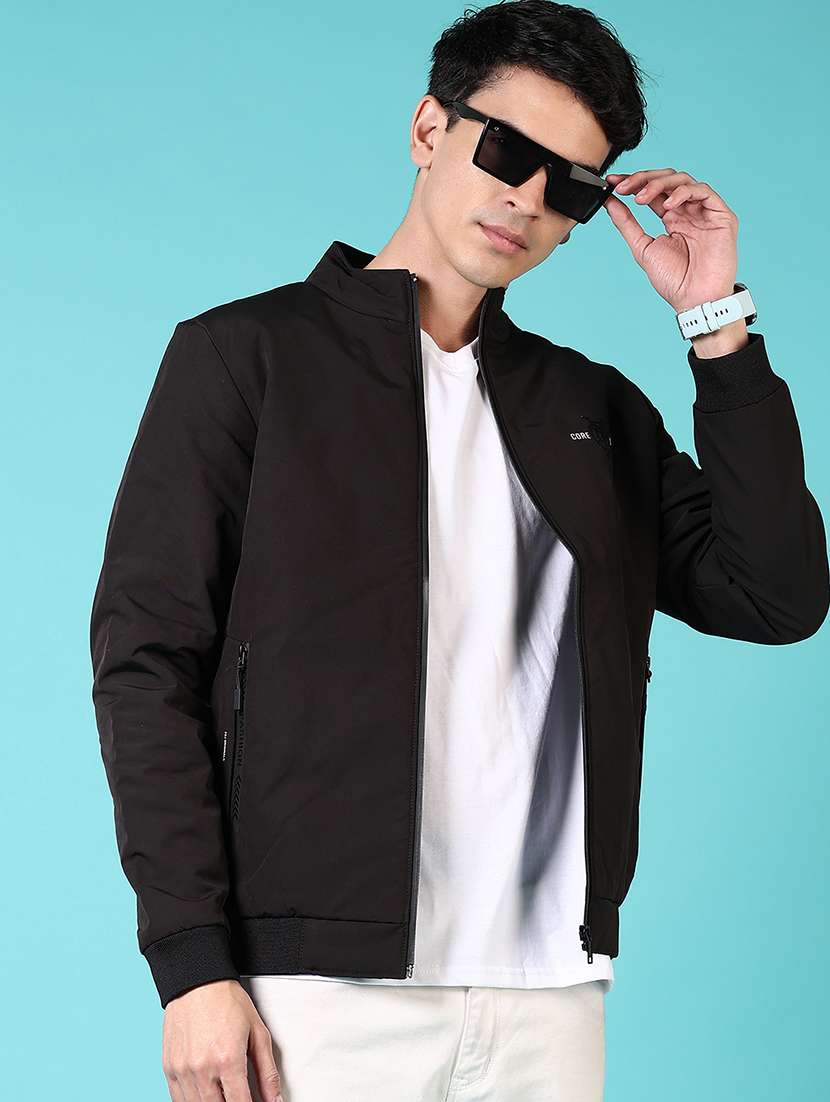 men long sleeves solid bomber jacket - 21679808 -  Zoom Image - 0